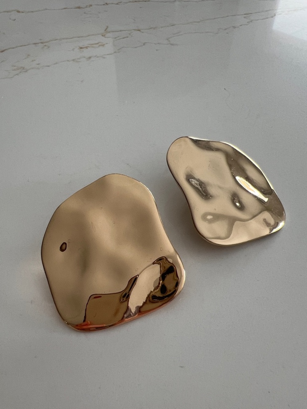 Gold Abstract Metal Stud Earrings